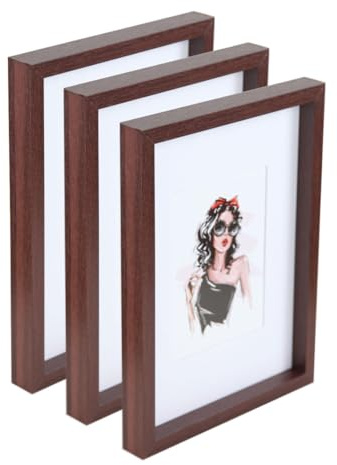 IDEAL TREND 3er 5er Set Holz Bilderrahmen Bilder Foto Rahmen Fotorahmen Wanddeko Collage Poster HR-15: Farbe: 3er Pack Nuss | Format: 15x20