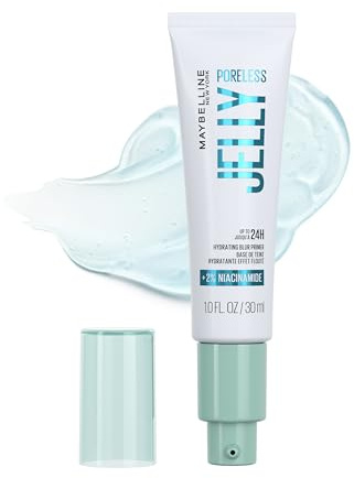 Maybelline Poreless Jelly Primer, Hydrating, Blurring Makeup Primer with 2% Niacinamide For Up To 24HR Make Up Wear, Clear, 1 Count