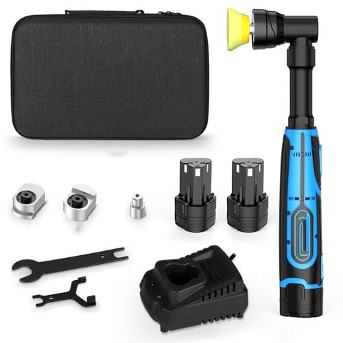 Mini lucidatrice per Auto, lucidatrici e tamponi per Auto da 80 W con Regolazione a Cinque velocità LED 2000-6000 Giri/min, lucidatrice Multipla con 2 batterie al Litio da 12 V, per lucidare