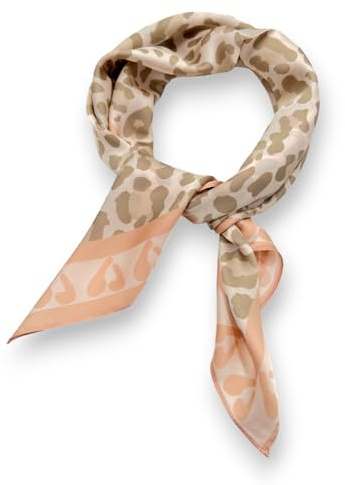 Nickituch Leo Damen Bandana Leoprint Halstuch Kopftuch Handgelenk Kopfbedeckung Haartuch Haarband Bunt Accessoire 70x70cm (Rosé)