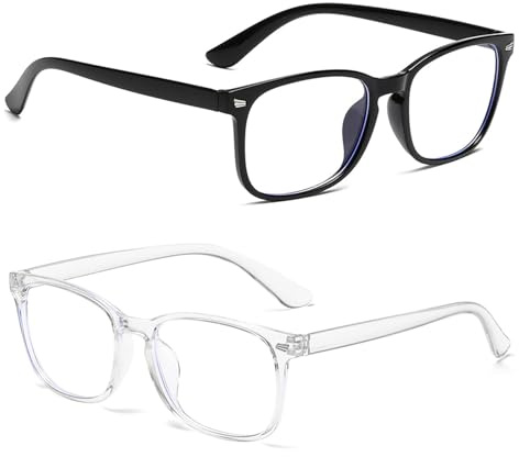 SUZEYEN Blue Light Blocking Glasses 2er-Pack Blaulichtfilter-Brillen für Damen & Herren, Blendfreie Computer- & Gaming-Brillen, Leichte Lesebrillen mit Klarem Rahmen zur Linderung von Augenbelastung