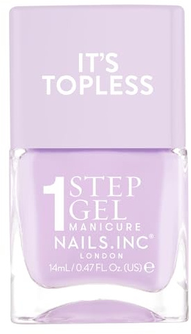Nails Inc Topless Hailey (lavendel) – Gel-Nagellack ohne UV – 1-Schritt-Maniküre mit bis zu 8 Tagen Halt – Schnelltrocknend, vegan & 21-free – Für Kinder & Erwachsene – ohne Base Coat & Top Coat
