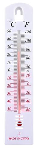 Wall Thermometer, Outdoor Thermometer Read Accurate Celsius and Fahrenheit Large Wall Mounted Room Temperature Monitor Easy-to-Mount Design for Home Garden Greenhouse Home Office Indoor Outdoor
