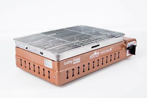 Lucky Flame LF-90GD(XL) Gasgrill/Campinggrill für MSF-1A 227g Kartuschen, Piezo-Zündung und Automatischer Gasabschaltung