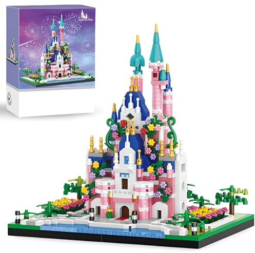 JVAVNE Mikro Magic Castle Bausteine, 1227 Teile Micro Mini Schloss Klemmbausteine, Architektur Bausatz, Kreatives Architektur Modell Spielzeug, Geschenke für Erwachsene