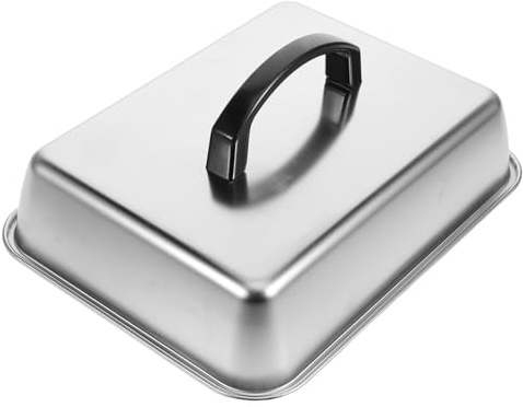 BESTonZON de Lisse la Rectangulaire Inoxydable Casserole en Couvercle Acier Résistant Argenté Chaleur Surface pour Barbecue et Réunions Familiales