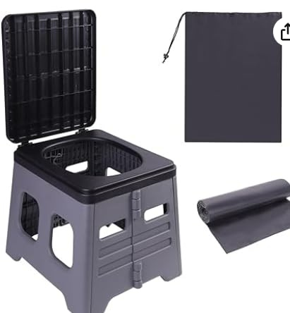 FAMJOALE Portable Camping Toilet for Adults, Folding Travel Toilet with Trash Bag, Carry Bag, Portable Potty with Lid, Seat, Portable Loo for Fishing, Hiking, Camping, Car, Load 180kg