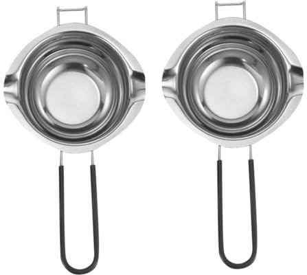 COLLBATH 2 Piezas Ollas para Derretir Chocolate y Mantequilla de Acero Inoxidable con Mango de Silicona Anticalor Recipientes para Baño María Uso Cocina y Repostería