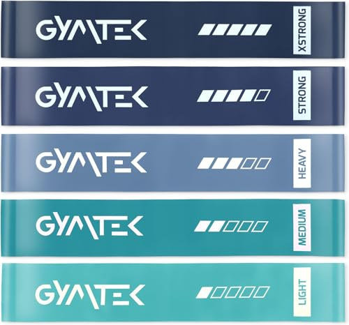 Gymtek Fitnessbänder Set, 5 Widerstandsstufen 0,5-30 kg, Resistance Bands für Krafttraining, mit Aufbewahrungstasche, Yoga, Widerstandsband, Pilates, Fitnessband für Ganzkörpertraining