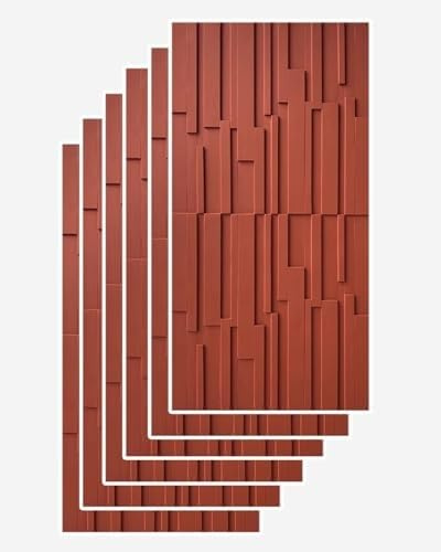 Home 3D Wall Panels 3D PU Wall Panels, Faux Mosaic Panels Wall Decor Cladding for Gaming Room Tv Background, Room Cement Texture Panels,Decorative Medieval Tiles(Red,6pcs)