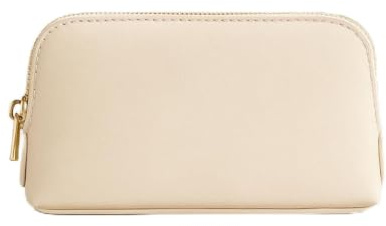 Buchstabenkult – Personalisierte Kosmetiktasche mit Name & Initiale –Beige L – Schminktasche I Make-up Tasche Damen I Kulturbeutel für Reise & Alltag – Geschenkidee Sie & Ihn – Schminktäschchen