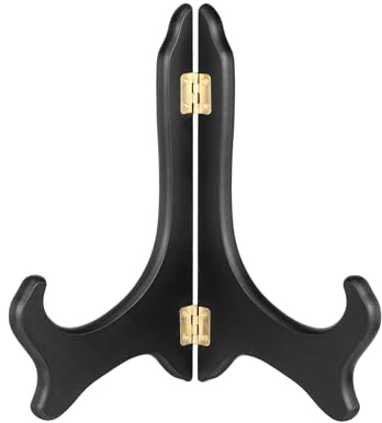 sourcing map Wooden Easel Plate Holder, 10 Small Wood Easels Black | Folding Table Display Stand,for Decorative Picture Frame Book Artwork Desktop Ornaments