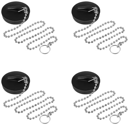 4 PCS Bath Plug and Chain,Bath Plug,Sink Plugs,Kitchen Sink Plugs Replacement for Bathtub,Sinks and Vegetable Sinks,Rubber material with Stainless Steel Chain(Size 1.57 Inch，Chain 15.7 Inch)