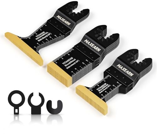 MaxEarn Multitool - Hojas de sierra multiherramienta oscilante de titanio, 16 unidades, accesorios para metal, madera, clavos, plástico, hojas de sierra multimaster, compatibles con Dewalt, Milwaukee
