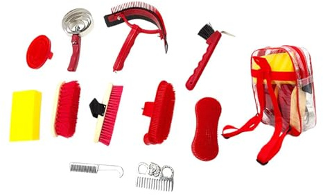 Fenteer 11x Kit de Aseo para Caballos Suministros para el Cuidado de Caballos Juego de cepillos para Herramientas de Limpieza para Amantes