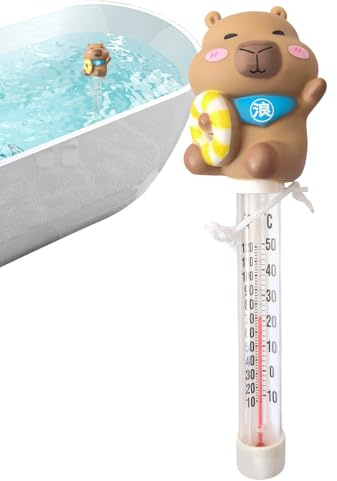 Capybara Schwimmendes Wasserthermometer, Lustiges Schwimmbad Thermometer, Cartoon Wassertemperatur Thermometer, Poolthermometer Mit Seil Temperaturmessgerät Für Swimmingpools, Hot Tubs