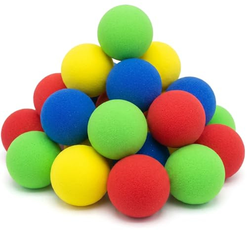 16 Stück weiche Schaumstoffbälle,5 cm Durchmesser, Leichte Softbälle in Blau Grün Gelb Rot,Ideal für Indoor Spiele
