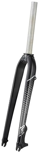 FKXSXAZ Fourche Rigide VTT 26/27,5/29 Pouces, Tube Droit 1-1/8 Pouce, Compatible avec vélos de Route et VTT 700c, Fixation QR 9x100 mm, Freins à Disque, Alliage d'aluminium (Couleur : Noir