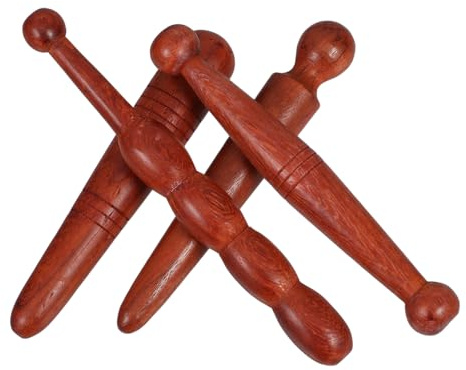 Bastoncini Massaggio Piedi in Legno, 4 Pezzi Attrezzo Acupressione | Strumento Benessere per Stimolare Circolazione, Uso Corpo e Spalle, Materiale Naturale Resistente