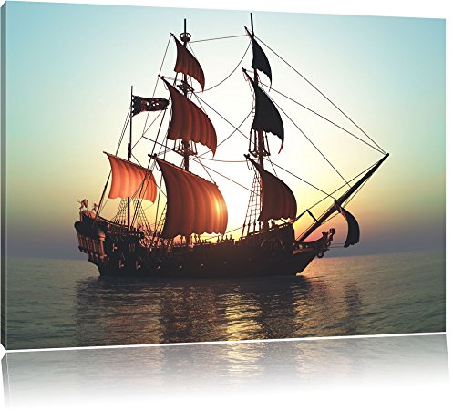 Pixxprint Altes Segelschiff, Größe: 120x80cm, Leinwandbild, fertig gespannt, Wandbild, Dekoration, Kunstdruck, kein Poster