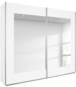 Rauch Möbel Alegro, Schwebetürenschrank, Farbe Weiß, Breite 181 cm | Kleiderschrank mit Schwebetüren, Schiebetüren, 2-türig, mit Spiegel, für Schlafzimmer, Kinderzimmer, Gästezimmer, Garderobe