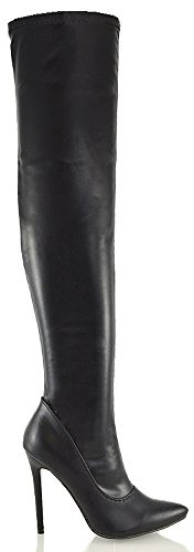 ESSEX GLAM Womens Over The Knee Thigh High Stiletto Heel Ladies Stretch Calf Boots Size 3-8