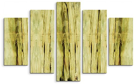 5 teiliges Wandbild auf Leinwand (Gesamt: H: 100cm B: 160cm) Keilrahmenbild Canvas Fotodruck Leinwandbild Leinwanddruck Kunstdruck Wandbild grün schwarz beige Striche