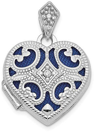 JewelryWeb Herz-Medaillon 14 ct weißgold 15 mm Diamant