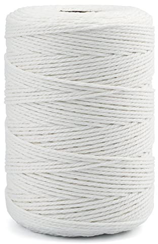 Macrame Corda di Cotone Spago Bianco 2mm x 200M per Decorazione, Confezioni Regalo, Artigianato Fai da Te, Legare la Carne