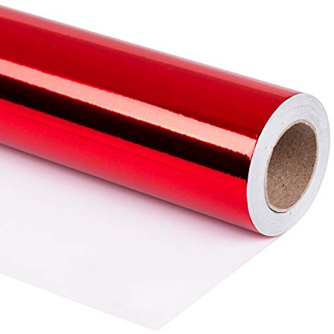 RUSPEPA Red Metallic Geschenkpapier - Einfarbiges Papier Perfekt Für Hochzeit, Geburtstag, Weihnachten, Baby-Show-Geschenke - 76 cm X 10 m