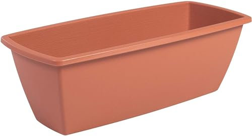 Iris Ohyama, Pot pour plantes Jardinière rectangulaire avec système de drainage/réservation de l'eau pour le jardinage - Rectangle Plant Pot 550, Marron