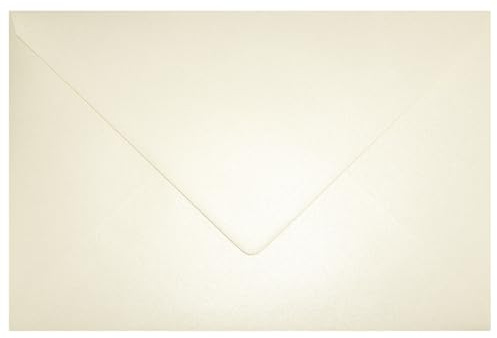 Netuno 25 Briefumschläge Perlmutt-Creme DIN C5 162x 229 mm 120g Aster Metallic Cream Perlmutt-Umschläge schön groß metallisch-glänzende Kuverts für Einladungs-Karten Hochzeitskarten