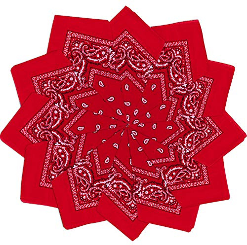 Vivibel Bandana Kopftuch Baumwolle,12er Paisley Bandana Halstuch 55 x 55 cm Kopftuch Armtuch Mischfarben Haar, Hals, Kopf Schal Nickituch Vierecktuch
