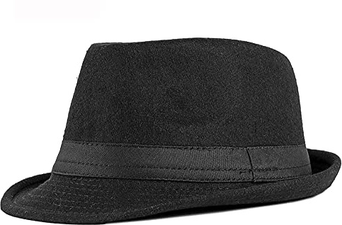 Korhleoh Fedora Chapeau classique en feutre pour homme et femme, style panama, 56 à 58 cm, Noir , L