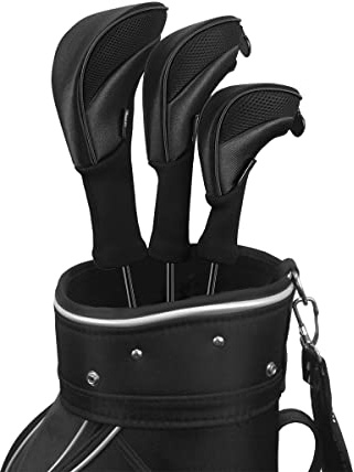 Scott Edward 3Pcs Long Neck Mesh Golf Club Headcovers Set Golf Club Head Covers for Driver Fairway Hybrids Woods