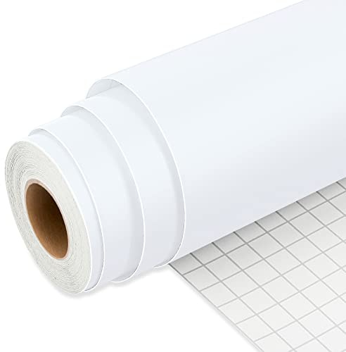 IModeur Vinylfolie Plotter Weiß Matt, 30,5 cm x 7,62 m Plotterfolie selbstklebend Weiß, Plotterfolie Vinyl Weiss Für Silhouette Cameo, die meisten Schneidemaschine
