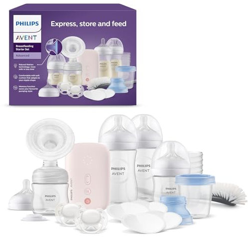 Philips Avent - Coffret cadeau allaitement, tire-lait électrique simple de qualité hospitalière, biberons, sucettes et plus encore, inspiré par les bébés, efficace pour les mamans, modèle SCD340/31