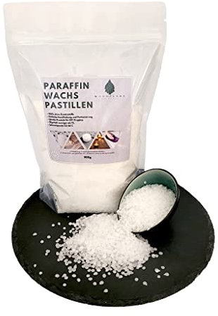 Woodflame Paraffinwachs Pastillen Weiß | Premium Qualität | Kerzenwachs | 900g | parfümfrei | Perfekt geeignet für Kerzen selber Machen, Paraffinbad, Kosmetik, Politur
