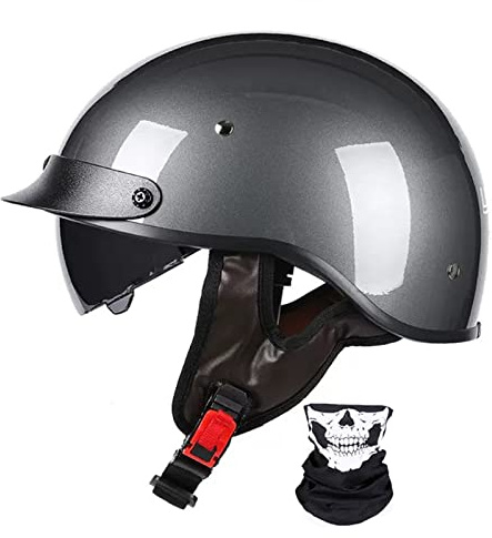 Mezzo Casco Da Motociclista Portatile Casco Scodella ECE Omologato Sicurezza Estivo Casco Jet Per Donna Uomo Con Visiera Casco Aperto Caschi Cromwell Per Scooter Cruiser 7,M:57-58CM