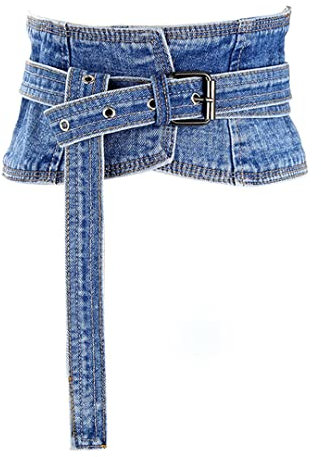 Damen Designer Kleid Gürtel Denim Breit Korsett Taillengürtel Cincher Bund Kummerbund mit Schnalle