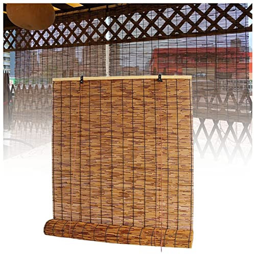 CcacHe Bambusrollo Outdoor 60 80 90 100 120 160cm Breit Bambus Rollo Blickdicht Holz Raffrollo Jalousie Aussenbereich Sichtschutz Rollo Seitenzugrollo Schnurzugrollo Für Türen Fenster Balkon