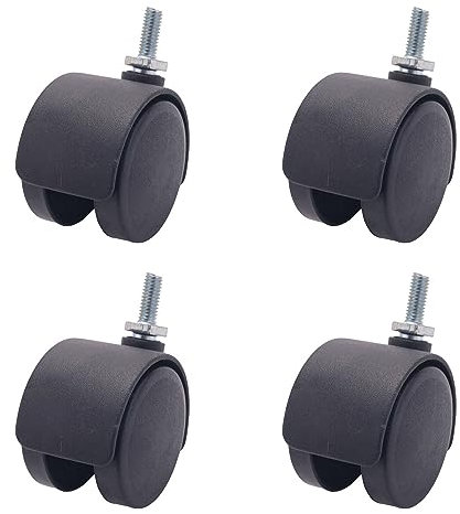6 Stück 6 mm Gewinde 40 mm Doppelrad drehbare Lenkrolle schwarz