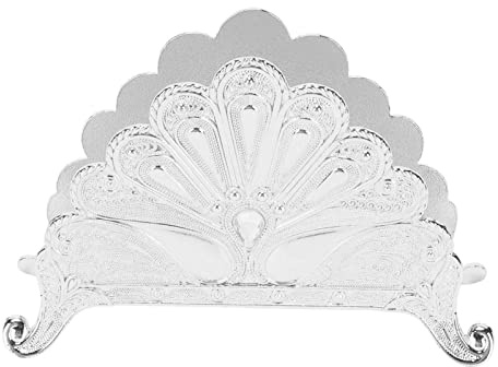 Vintage-Serviettenhalter aus Metall, Serviettenhalter, Klassischer Metall-Tischtaschentuchhalter Im Europäischen Stil Mit Pfauenprägung, Tischplatte, Freistehender Taschentuchspender (Silber)