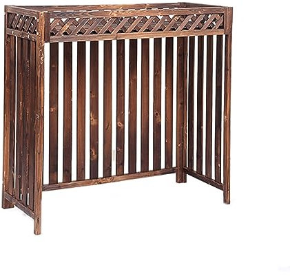 UZSPAC Cubre Aire Acondicionado Exterior Decorativo Material de Madera Maciza Cubierta Aire Acondicionado Split Decoración de Puesto de Flores (Color : Fence, Size : L)