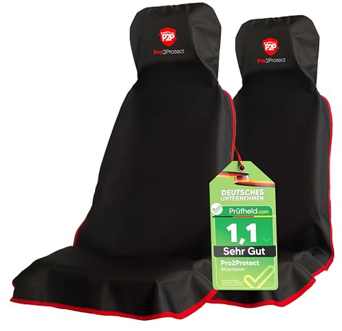 Pro2Protect® [2X Test SEHR GUT Autositzschoner Vordersitze | WASSERDICHT | 2er Set | Autositzbezüge Sitzauflage Sitzbezüge Auto Schonbezug Nicht Seitenairbagfähig Sitzschoner Auto Zubehör Innenraum