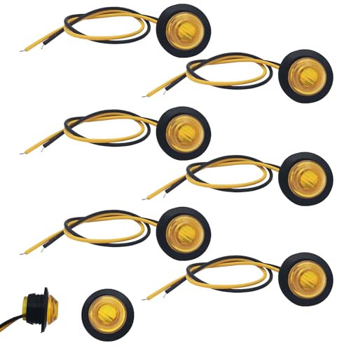 CTRICALVER LED Yellow Side Lights 12V/24V Universal 6 Pcs, 3/4 Inches Side Marker Lights, Trailer Side Lights, Suitable for Bus, Trucks, Trailers, Cab Labels, Taillight Brake Light