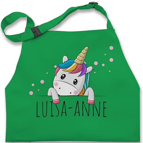 Geschenk mit Namen personalisiert by Shirtracer - Kinderschürze Schürze Kinder Jungen Mädchen - Einhörner - Geschenk Einhorn Süß