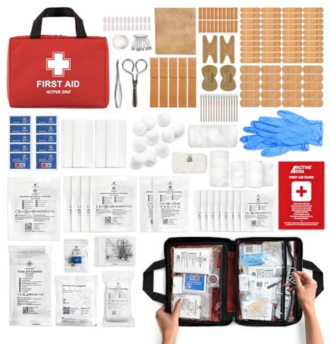 Active Era Premium Erste Hilfe Set - 180-teiliger Erste Hilfe Kasten - Notfall Ausrüstung inkl. Kühlpacks, Pflaster, Rettungsdecke für Zuhause, Reise oder als Erste Hilfe Set Outdoor - ISO 13485
