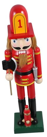 Cabilock Décoration De Noël Traditionnelle en Forme De Soldat Pompier Casse-Noisette 38 Cm Décoration De Cuisine Esthétique