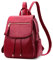 FOLOVEYA Rucksack Damen Klein Elegant Cityrucksack Anti Diebstahl Wasserdicht PU Leder Daypack mit Mehreren Taschen Modern Tagesrucksack für Alltag Arbeit Reisen Rot